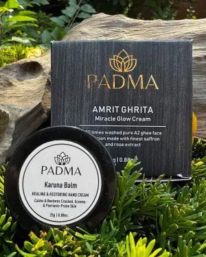 Soothe & Glow Set Amrit Ghrita: Miracle Glow Cream + Karuna Balm – Healing & Restoring Hand Cream
