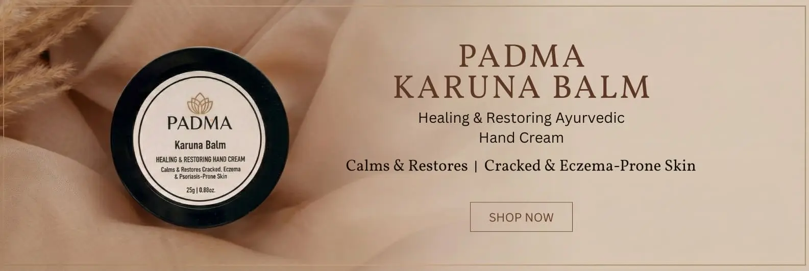 Hands holding bowl with what appears to be authentic ayurvedic legacy in banner image on padma home page