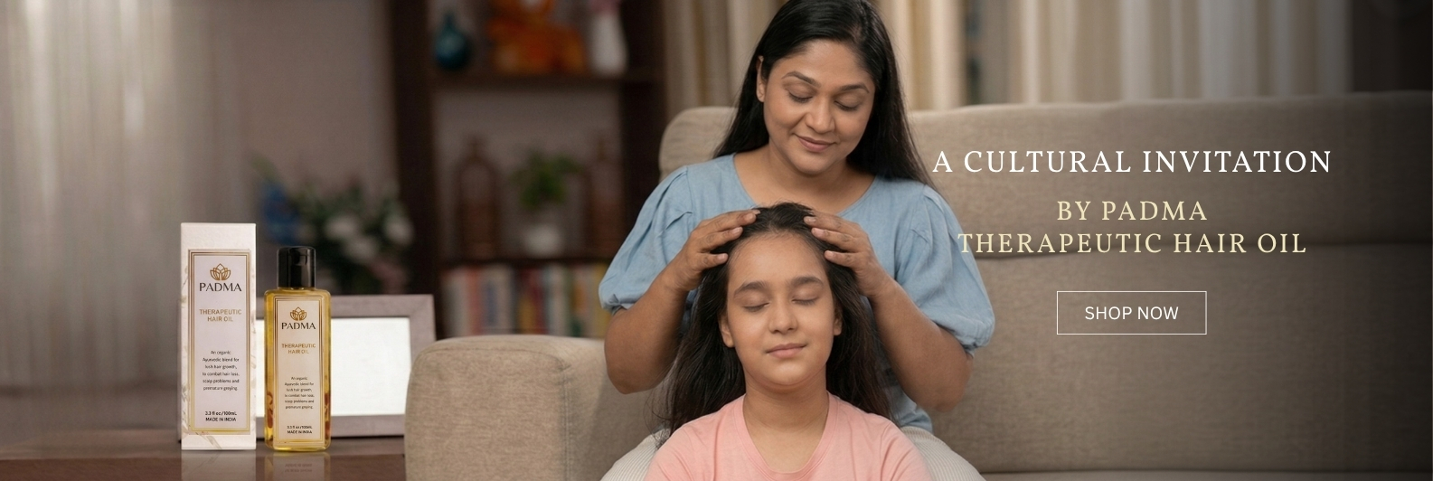 Hands holding bowl with what appears to be authentic ayurvedic legacy in banner image on padma home page