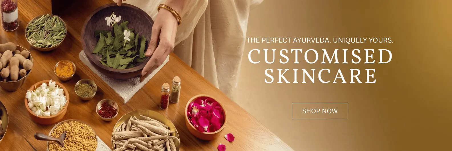Woman applying facial mask, looking to the side in banner image on padma home page